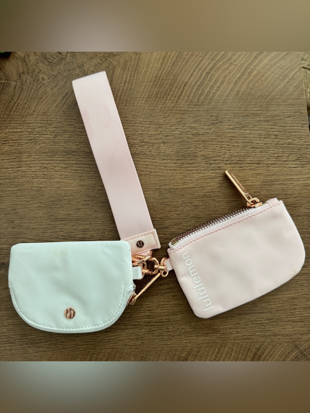 lululemon athletica White & Blush Linked Keychain Pouch Set